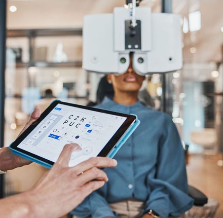 Patient getting an eye exam